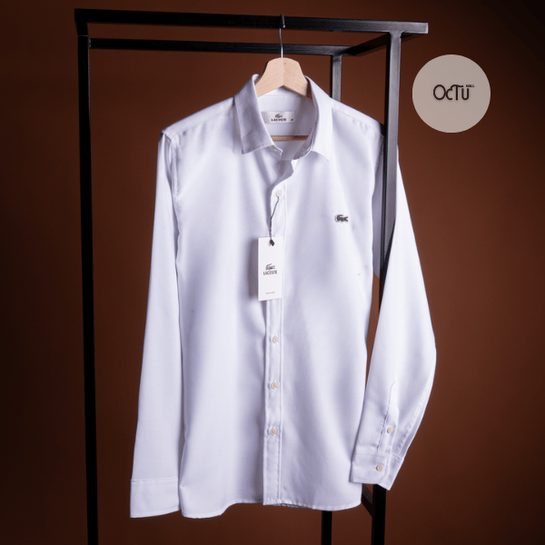 قميص لاكوست قطن أكسفورد رجالي أبيض قميص لاكوست قطن أكسفورد رجالي أبيض