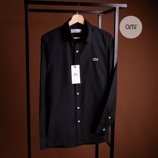 قميص لاكوست قطن أكسفورد رجالي إسود قميص لاكوست قطن أكسفورد رجالي إسود