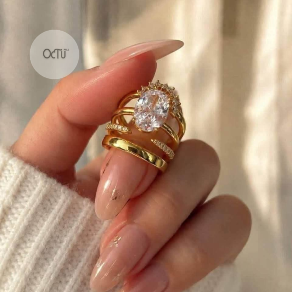 Women 4 Piece Stainless Steel Rings Set